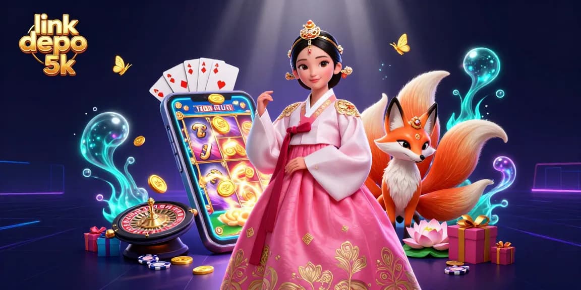 Play exciting slots with link depo 5k in a vibrant 3D casino illustration