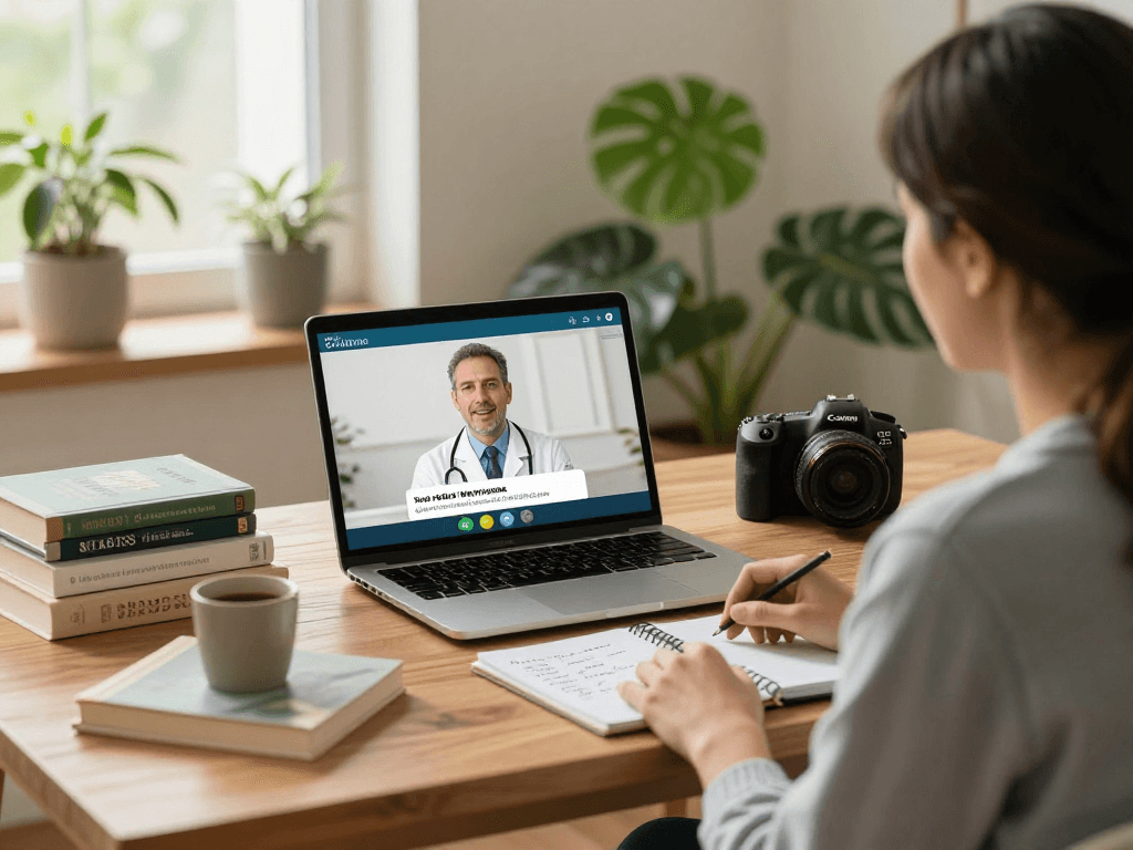Patient discussing obtaining a medical marijuana card during a telehealth consultation.