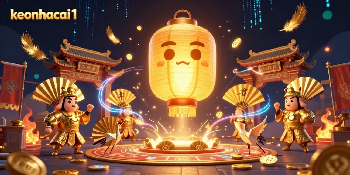 Experience thrilling gameplay at keonhacai1 with interactive golden lantern spirits illuminating a vibrant casino ambiance.