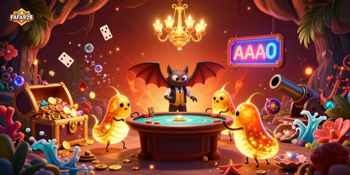 Engage in thrilling gameplay with FAFA828's unique casino atmosphere illuminated by bioluminescent glowworms.
