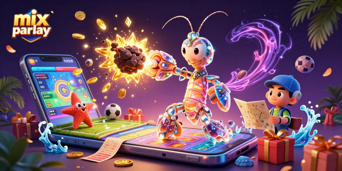 Engage in mix parlay betting with vibrant coins and sports elements in this dynamic 3D illustration.