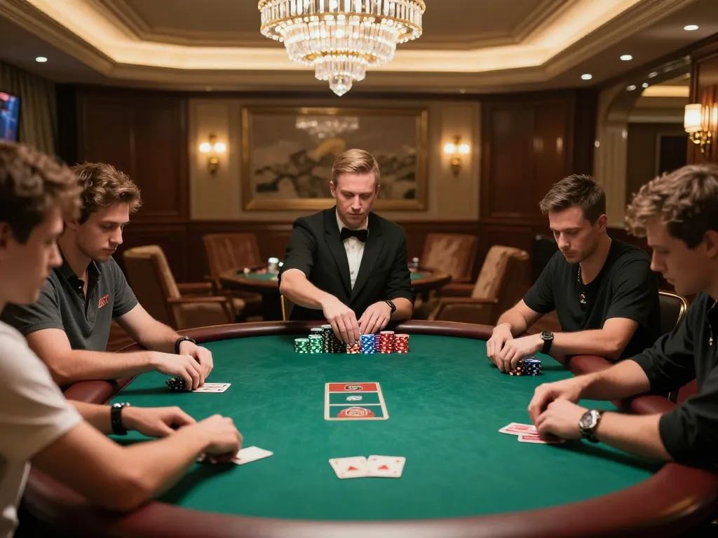 Intense moment at a poker table showcasing players concentrated on their hands, highlighting the hidden wiki website in luxury gaming.