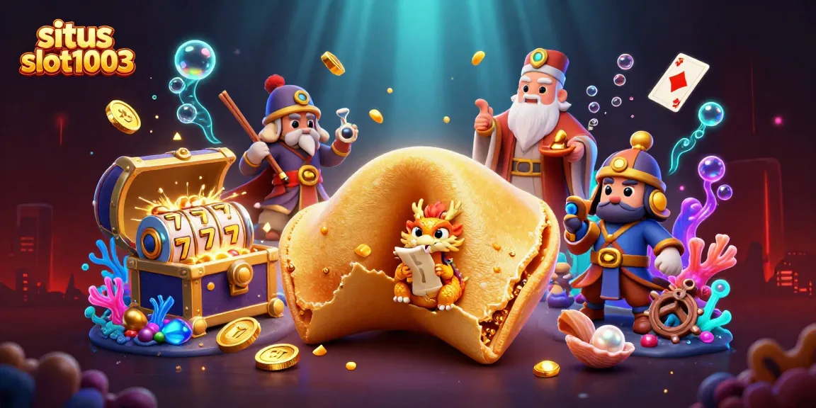 Permainan online situs slot1003 menawarkan pengalaman menarik dengan karakter menyerupai kue keberuntungan dan naga.