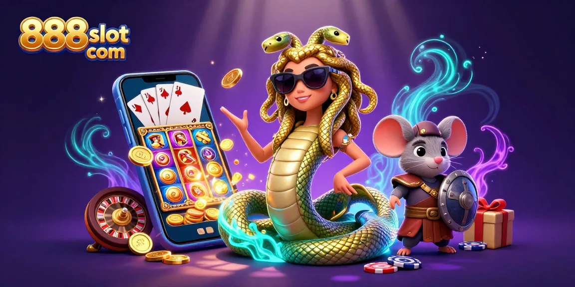Experience thrilling gameplay at 888slot com with friendly Medusa, a warrior mouse, and dynamic slot elements.
