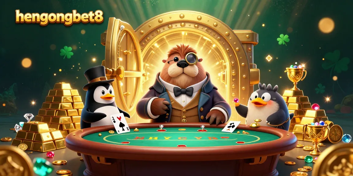 Join the excitement with hengongbet8 at an underwater poker game featuring whimsical characters and lavish casino elements.