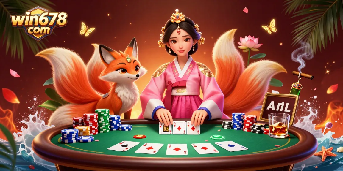 Engage with the excitement at win678 com through a luxurious casino scene featuring poker elements.