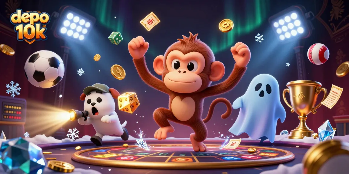 Engage with depo 10k at a haunted casino featuring a playful poltergeist monkey and a curious puppy.