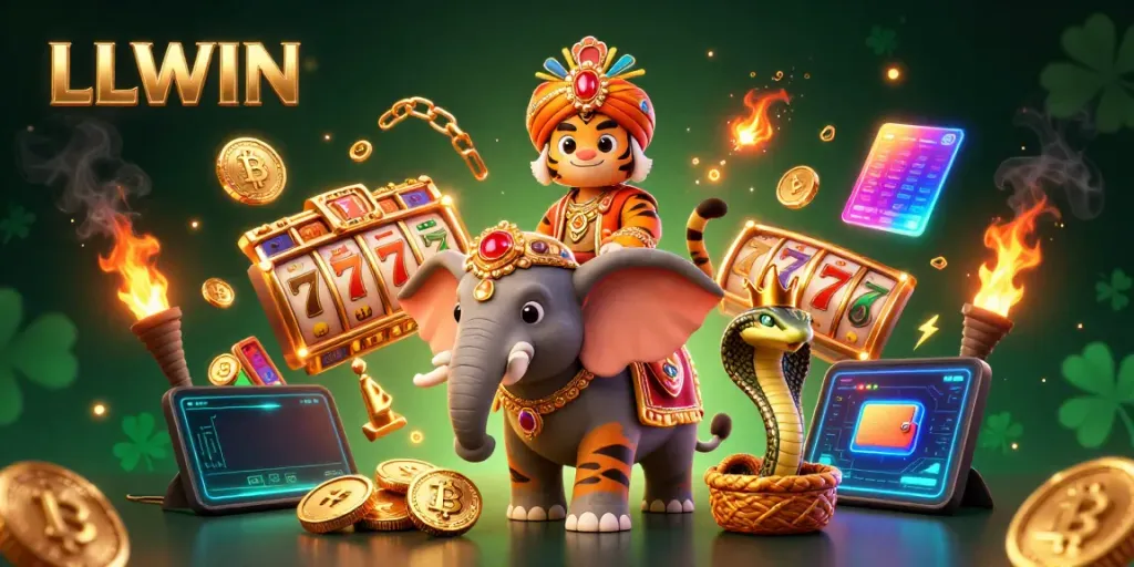 LLWIN brings vibrant online casino experiences with colorful slots, jackpots, and crypto elements in a dynamic scene.