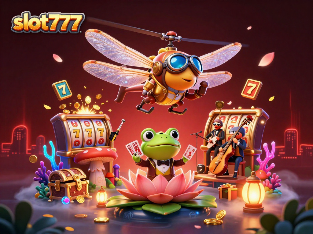 Spin and win on slot777 with vibrant slot reels and dazzling jackpots in this lively casino scene.