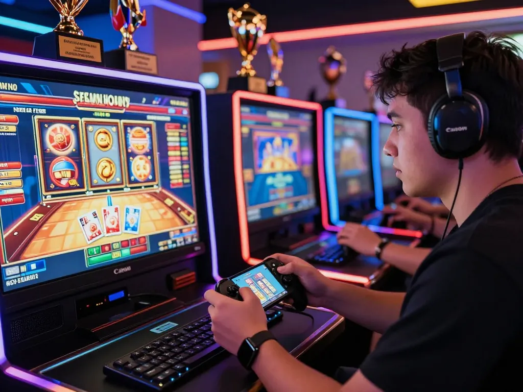 Engaging online gaming interface featuring 8kbet.com, showcasing vibrant graphics and a focused player.