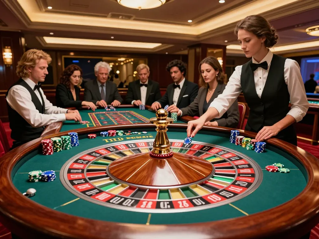 Engage in strategic roulette gameplay at 888NEW, featuring energetic players and a skilled croupier.