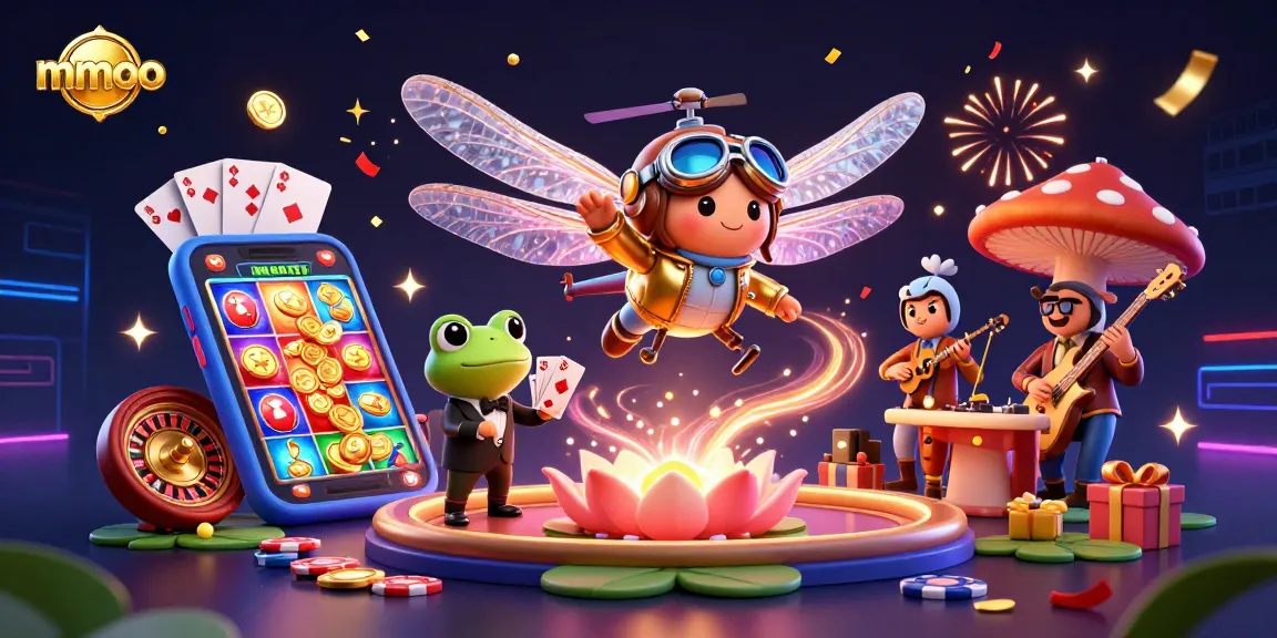Engage with mmoo, as a dragonfly pilot and frog dealer create a thrilling online casino scene.