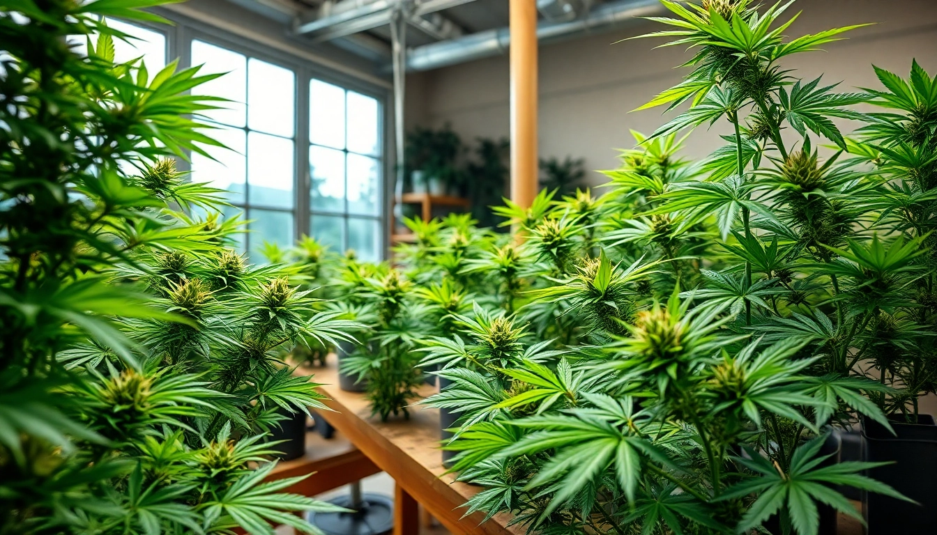 Learn where to buy weed plants with lush indoor garden showcasing vibrant marijuana.
