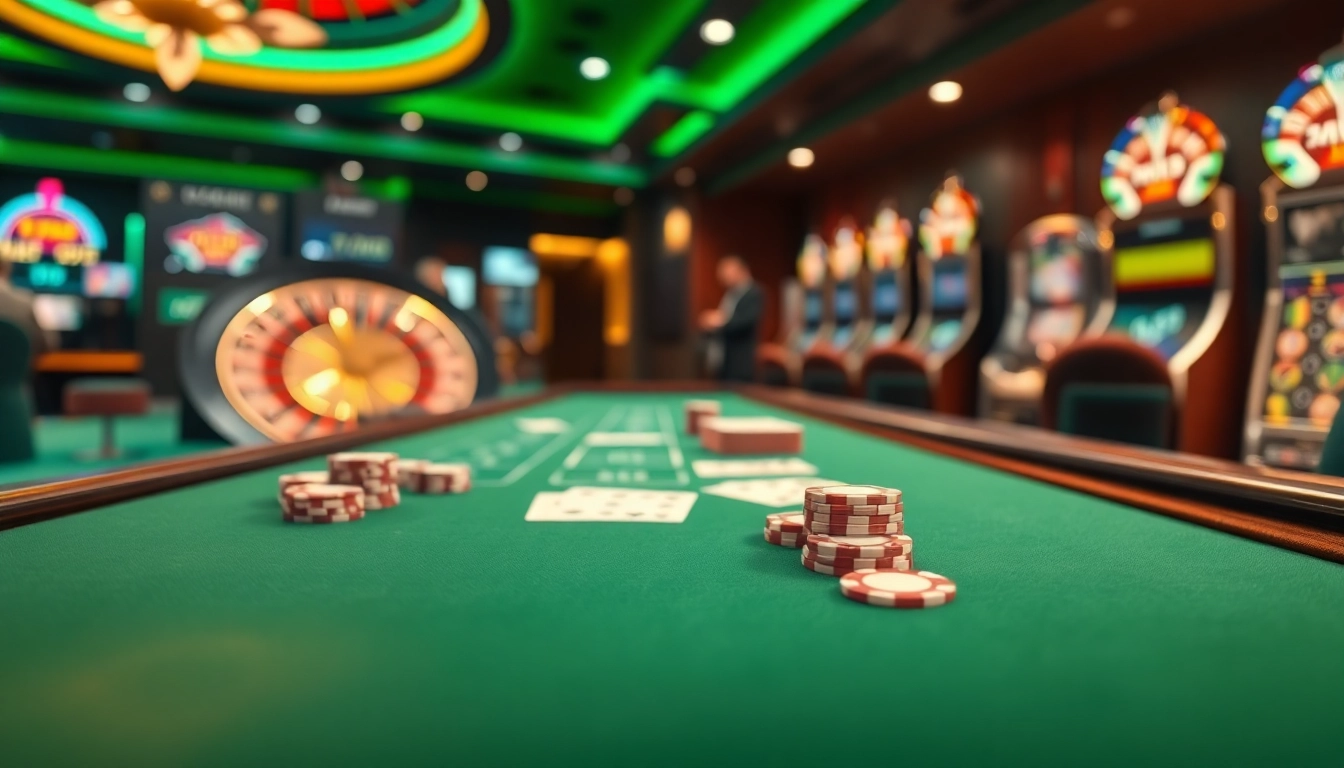 Experience the excitement of betting with 7upbet at an elegant casino table filled with cards and chips.