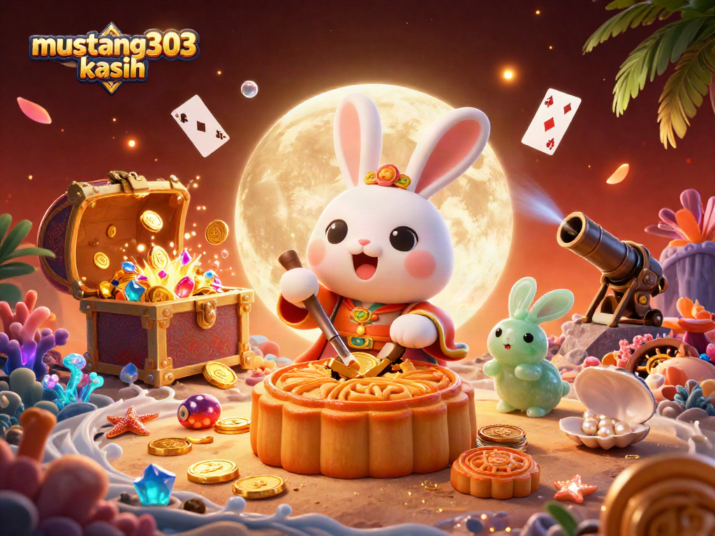 Experience mustang303 kasih with a scenic 3D illustration of casino elements, vibrant characters, and enticing games.
