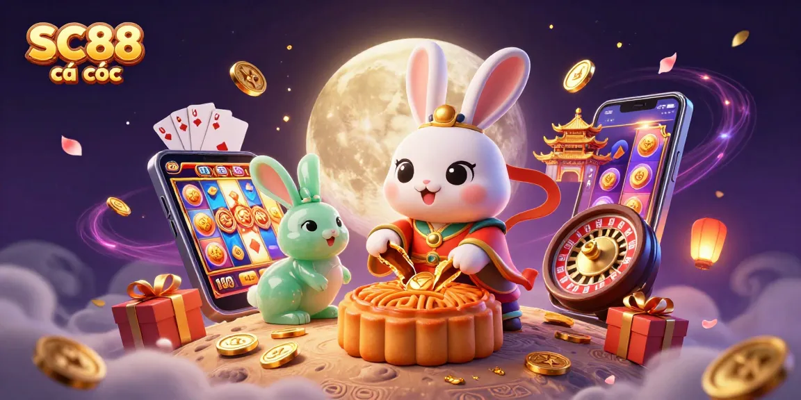 Experience SC88 cá cược with immersive casino elements featured in a lush, enchanting lunar setting.