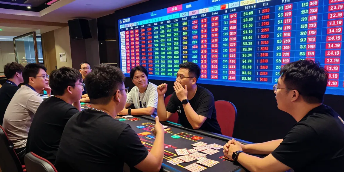 Diskusi strategi syair menang dalam suasana lotere yang cerah dengan pemain yang bersemangat.