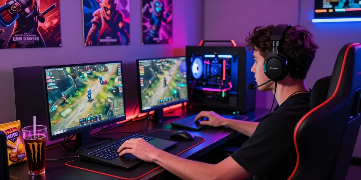 Kudaliar89 sebagai platform game online terbaik, gamer bersemangat menikmati permainan di ruang gaming yang menyala.
