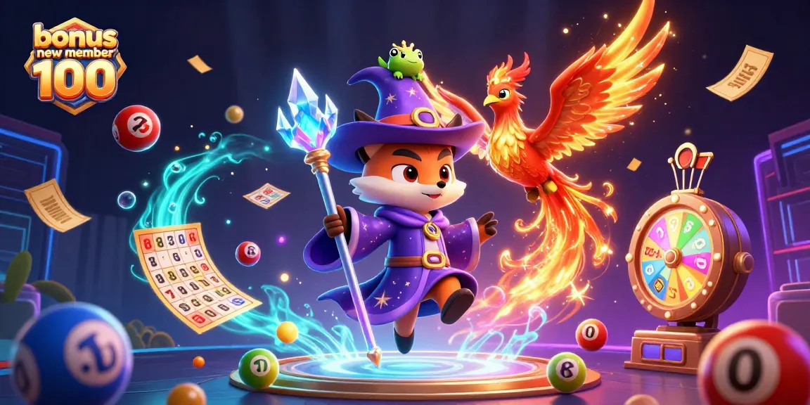 Engage with bonus new member 100 in an enchanting casino illustration featuring vibrant elements.