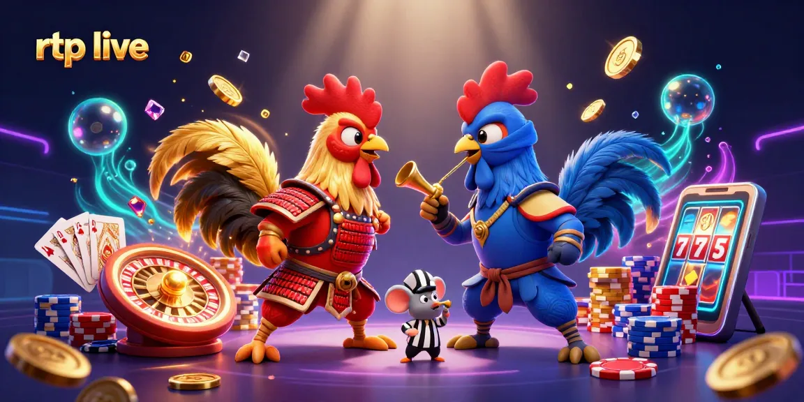 Engage gamely with rtp live as fighting roosters face off with vibrant casino elements.