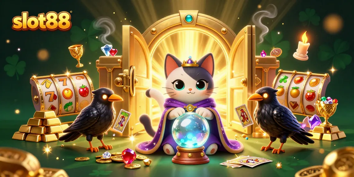Engage in thrilling slot88 gameplay surrounded by vibrant treasure and mystical characters.