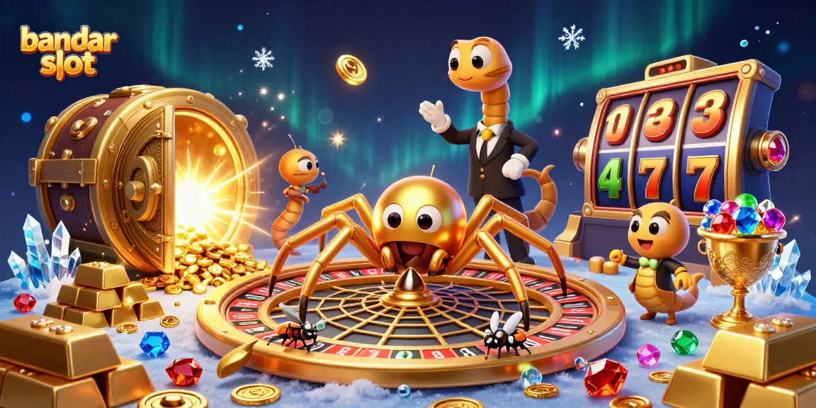 Engage with bandar slot through a vibrant 3D scene showcasing a lively roulette wheel and jackpot excitement.