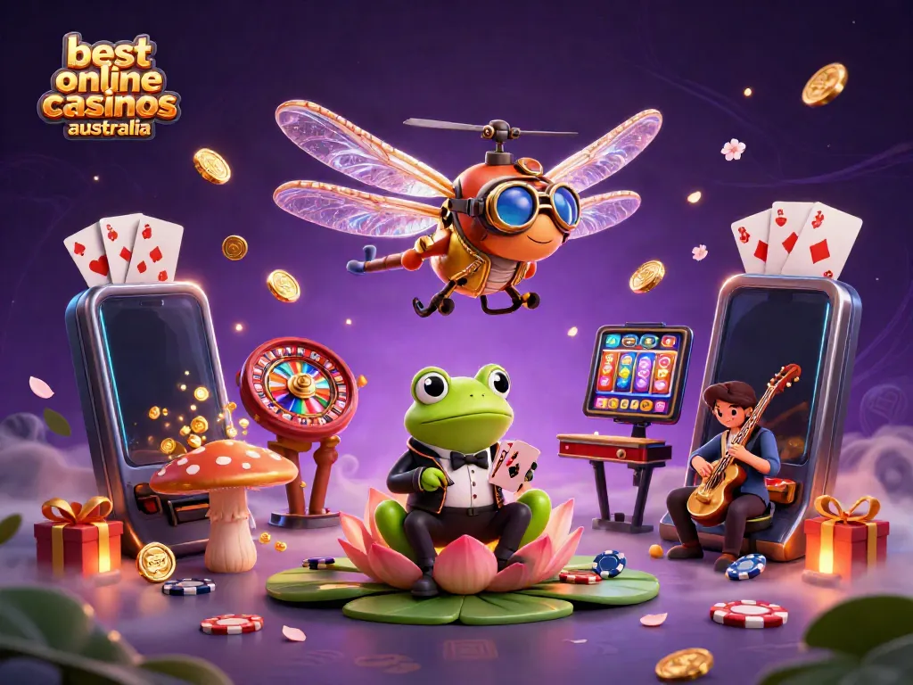 Experience the best online casinos australia with lively casino scenes featuring engaging characters and games.