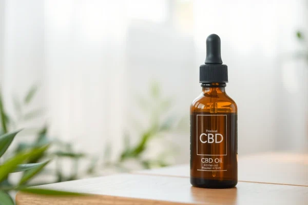 Explore CBD Oil benefits in an elegant product display with natural tones and soothing atmosphere.
