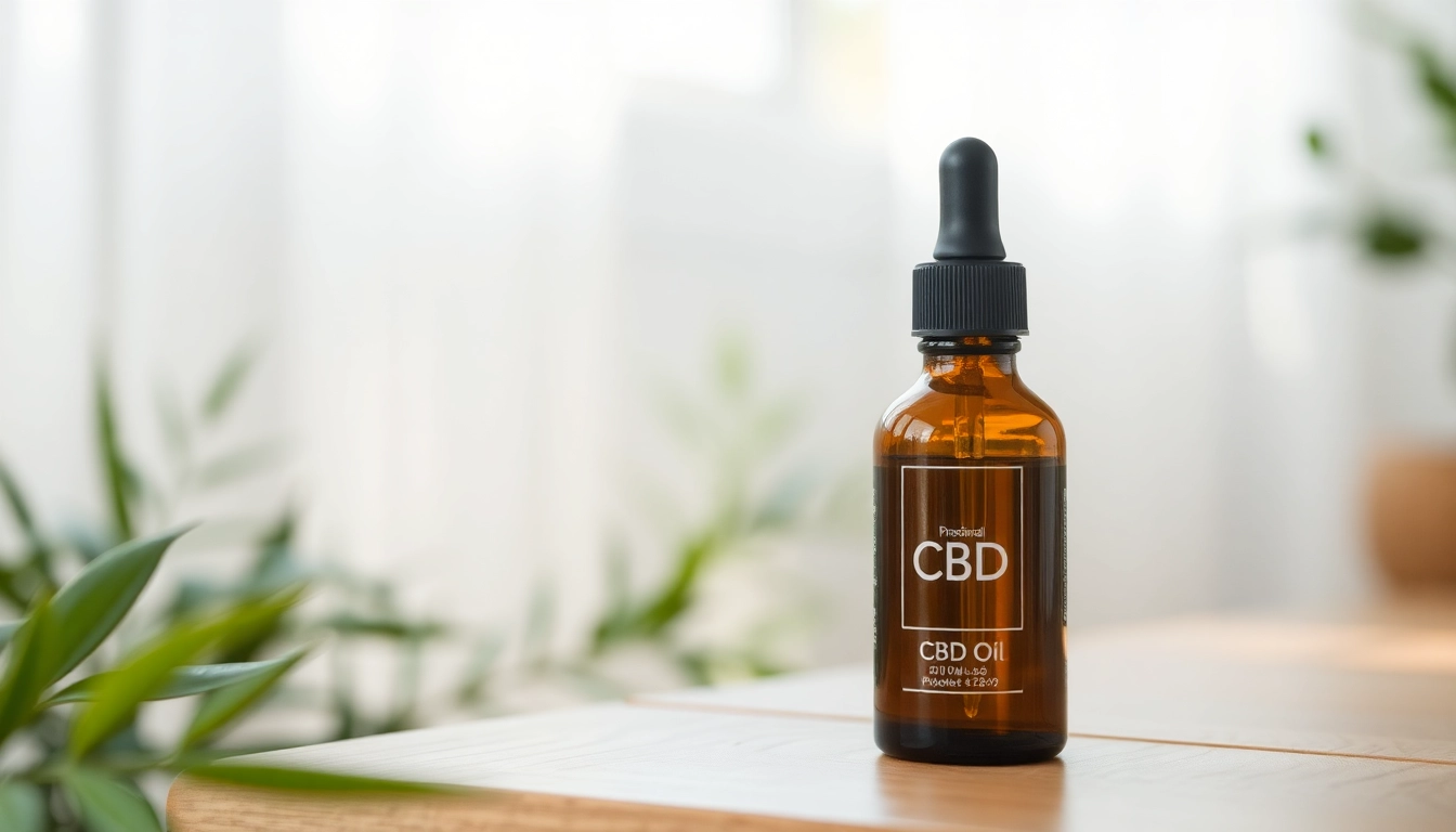 Explore CBD Oil benefits in an elegant product display with natural tones and soothing atmosphere.