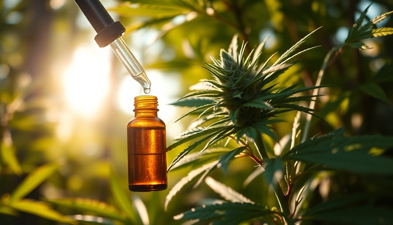 Showcase CBD oil dropper with cannabis leaves, highlighting the essence of natural wellness.
