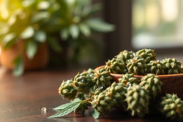 Displaying Mental Wellness CBD buds arranged beautifully in a bowl, promoting relaxation and natural well-being.