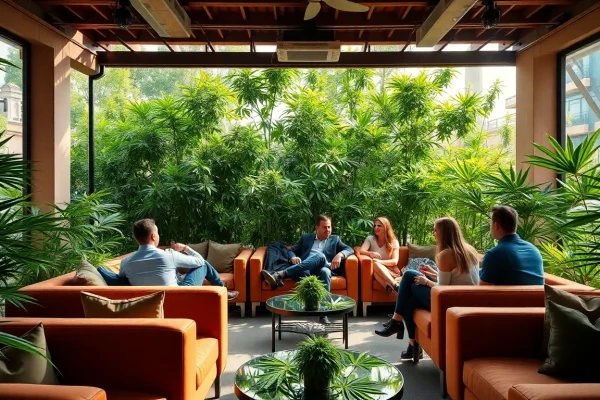 Cannabis club madrid featuring a vibrant social scene with members enjoying together.