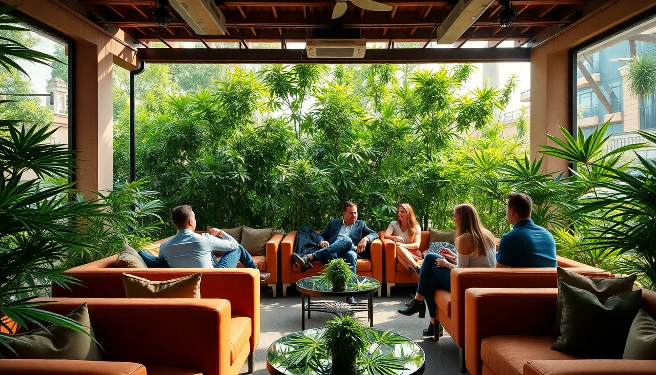 Cannabis club madrid featuring a vibrant social scene with members enjoying together.