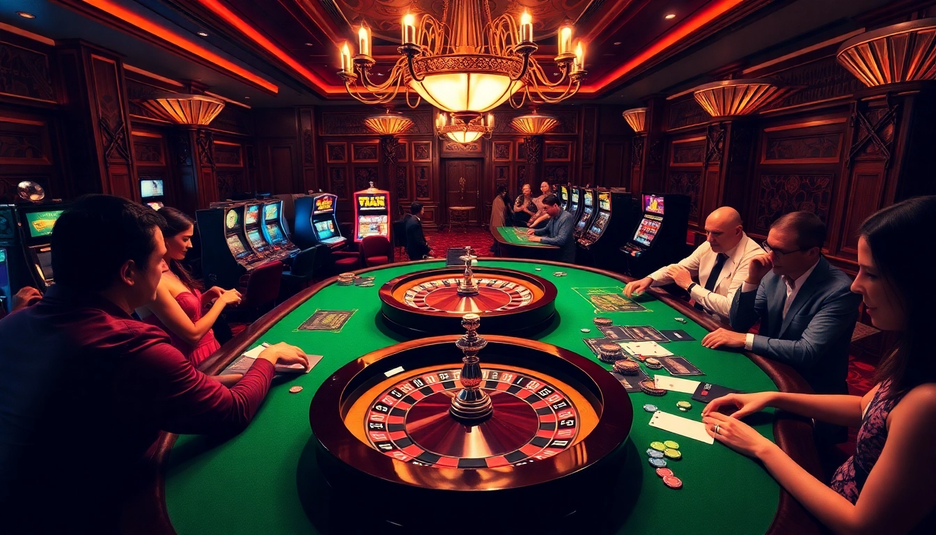 Experience the thrill of 555win at a luxurious casino table filled with poker chips and a roulette wheel.
