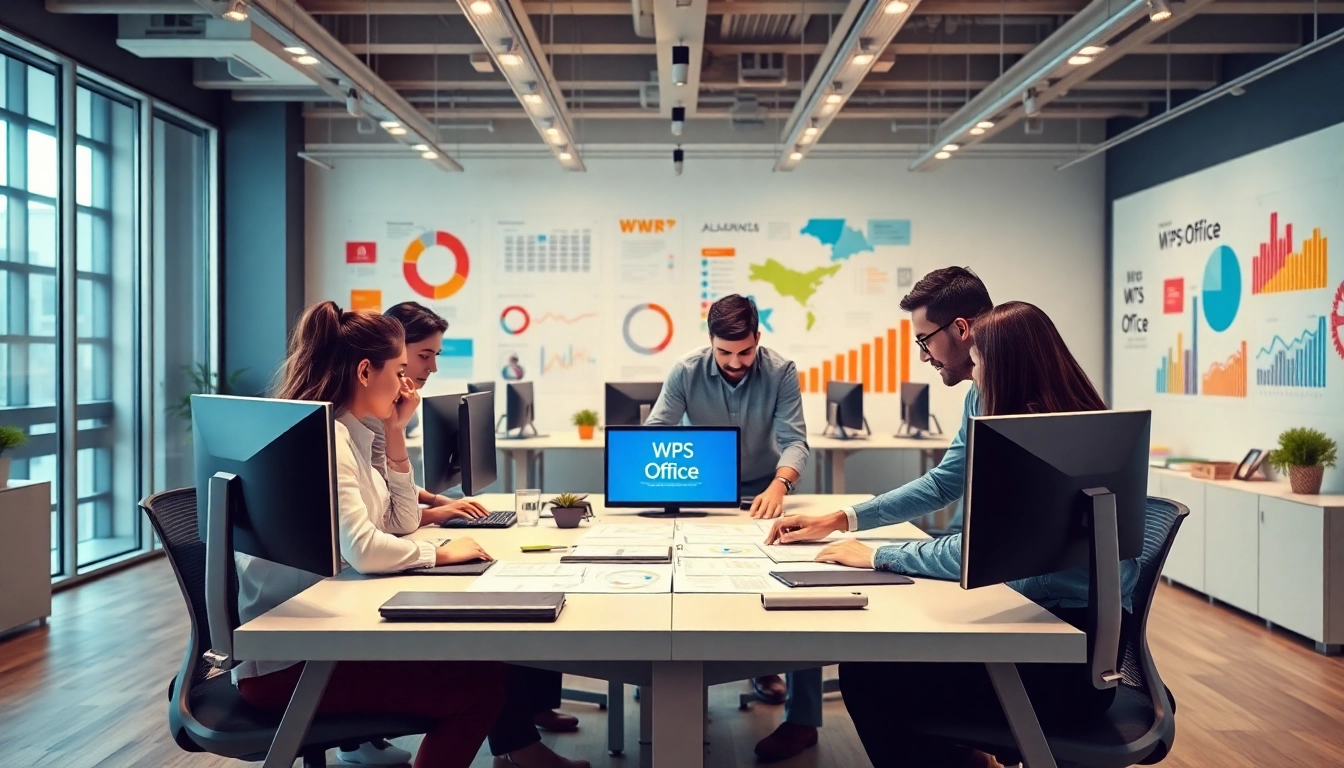 展示正在使用 WPS Office 应用的现代办公场景。