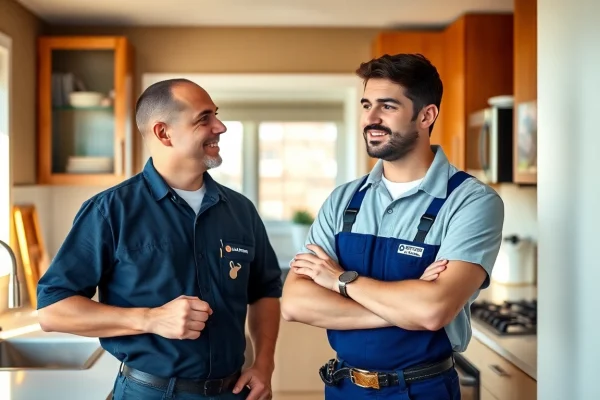 NYC emergency plumber & sewer responding to a plumbing crisis in a home kitchen, showcasing professionalism and urgency.